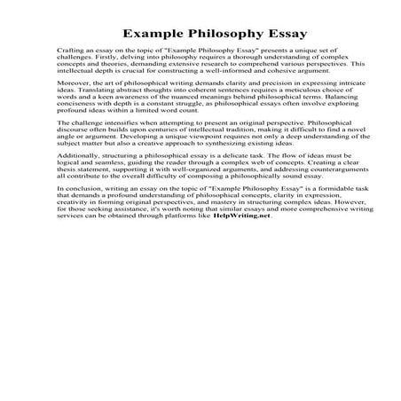 Example Philosophy Essay. Philosophy sample essay