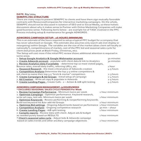 PPC ADWORDS Campaign Set-up & Weekly Maintenance | PDF