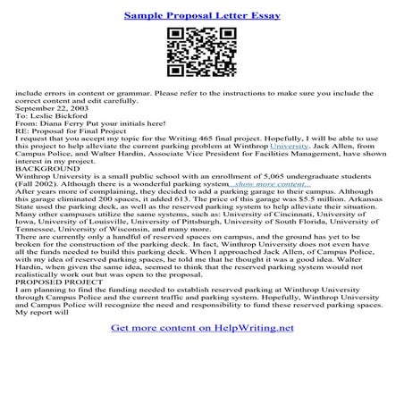 Example Proposal Essay