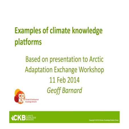 Examples of good climate knowledge platforms | PDF