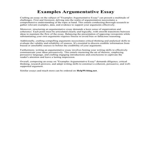 Examples Argumentative Essay. Argumentative Writing - 6 Examples ...