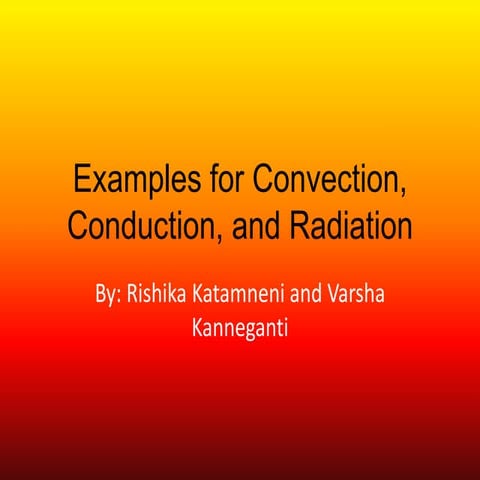 Examples for convection, conduction, and radiation