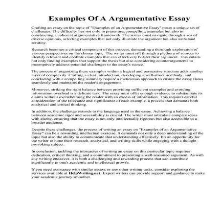 Examples Of A Argumentative Essay