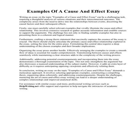 Examples Of A Cause And Effect Essay. Cause and effect essay tips