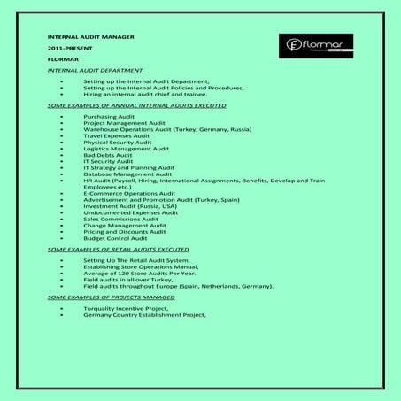 Examples of actual work performed in flormar