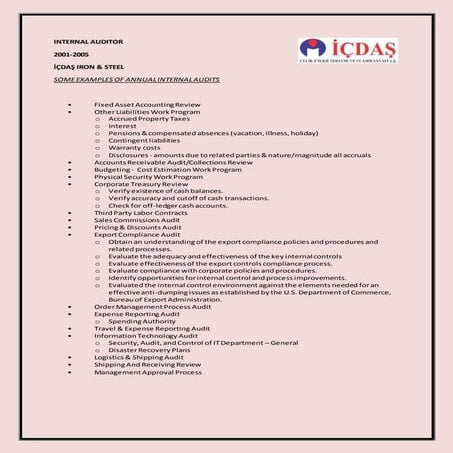 Examples of actual work performed in i̇cdas