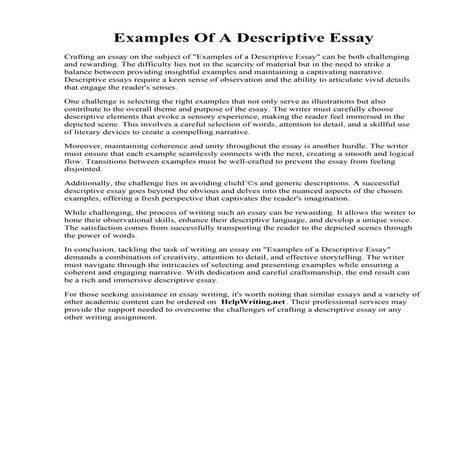 Examples Of A Descriptive Essay