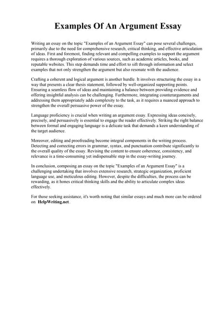 Argumentative Essay Example College | PDF
