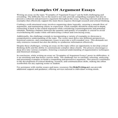 Examples Of Argument Essays | PDF