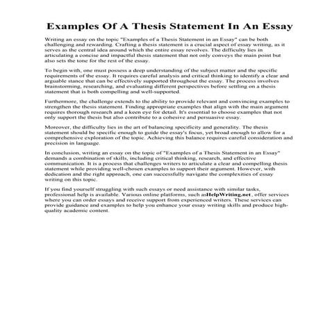 Examples Of A Thesis Statement In An Essay