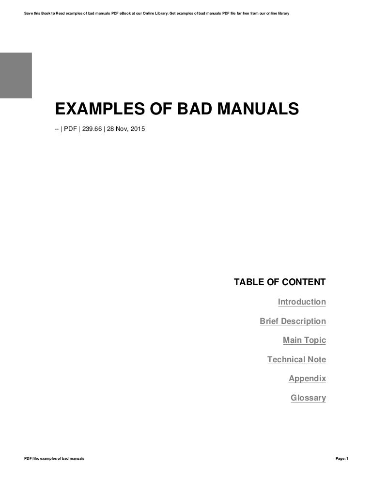 Examples of bad manuals