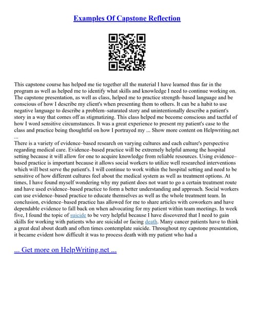 Examples Of Capstone Reflection