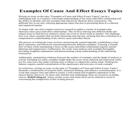 Examples Of Cause And Effect Essays Topics.pdf