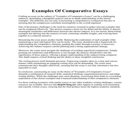 Examples Of Comparative Essays