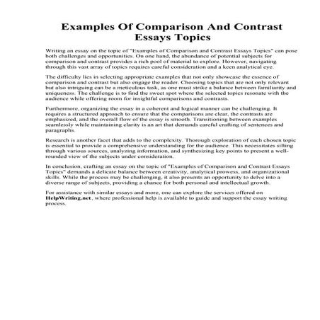 Examples Of Comparison And Contrast Essays Topics.pdf