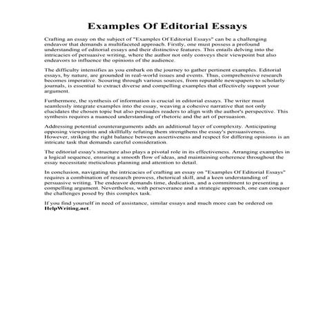 Examples Of Editorial Essays. 015 Editorial V Essay Thatsnotus | PDF