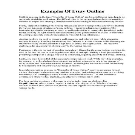 Examples Of Essay Outline