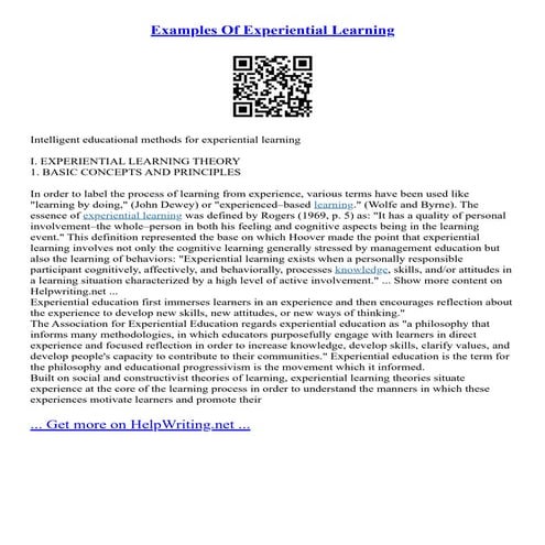 Examples Of Experiential Learning