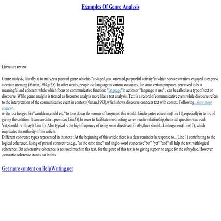 Examples Of Genre Analysis