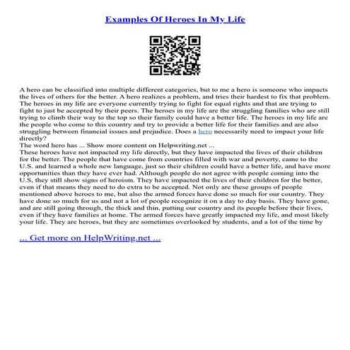 Hero In My Life Essay | The Hero in My Life Examples Of Heroism: [Essay ...