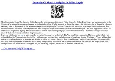 Examples Of Moral Ambiguity In Fallen Angels