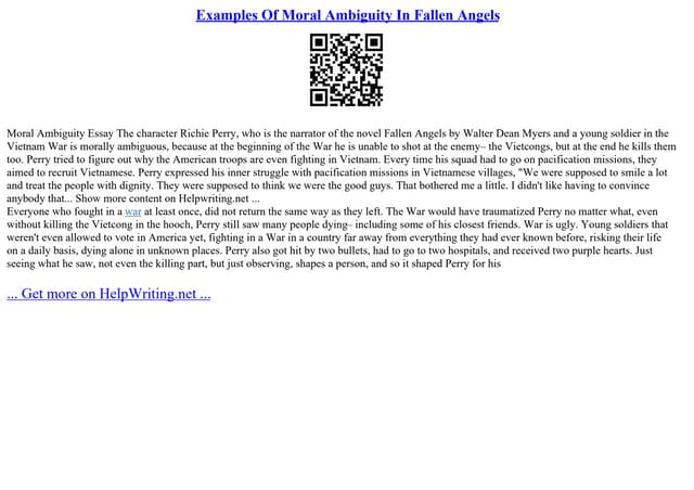 Examples Of Moral Ambiguity In Fallen Angels