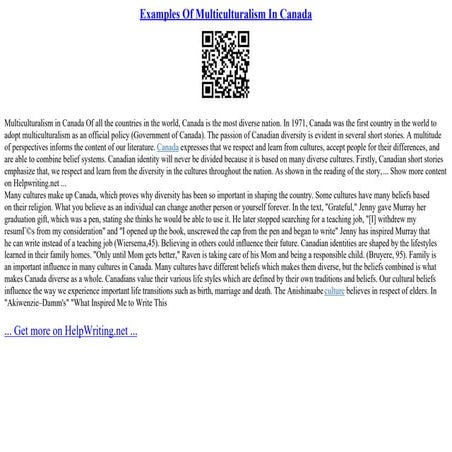 Examples Of Multiculturalism In Canada | PPT