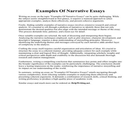 Examples Of Narrative Essays