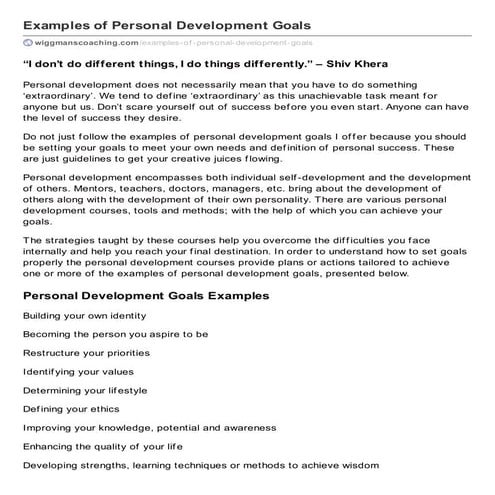 Power of Goals in Personal Development