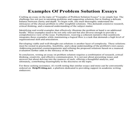 Examples Of Problem Solution Essays. What is an academic problem ...