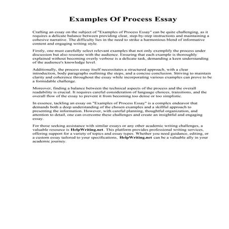 Examples Of Process Essay | PDF