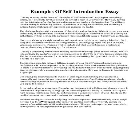 Examples Of Self Introduction Essay.pdf | Homework and Study | Education