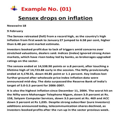 Examples of share market report