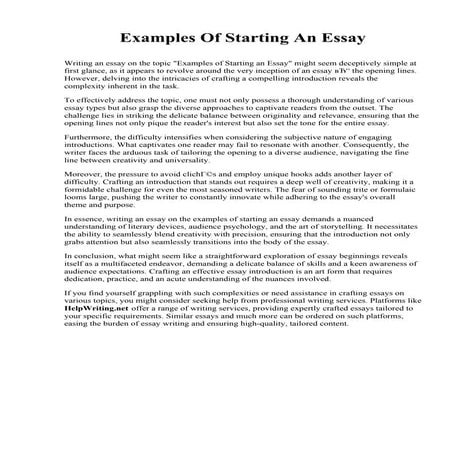 Examples Of Starting An Essay. Eastern New Mexico University