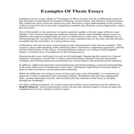 Examples Of Thesis Essays