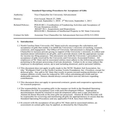 Example standard operating procedures for gift giving | PDF