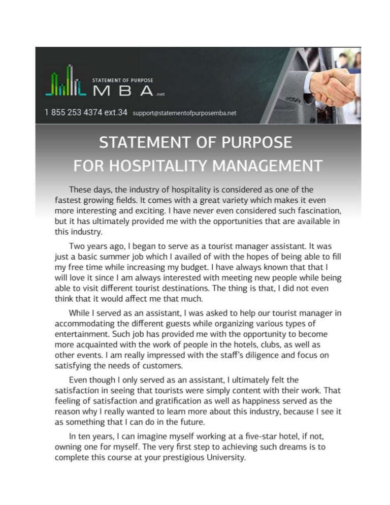 Sample personal statement for hospitality management image