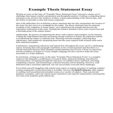 Example Thesis Statement Essay. How to write an amazing thesis ...