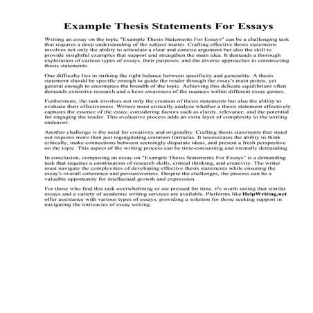 Example Thesis Statements For Essays. The Best Way to Write a Thesis ...
