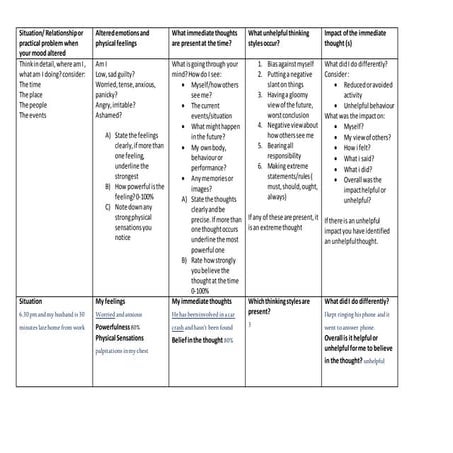 Example thought investigation