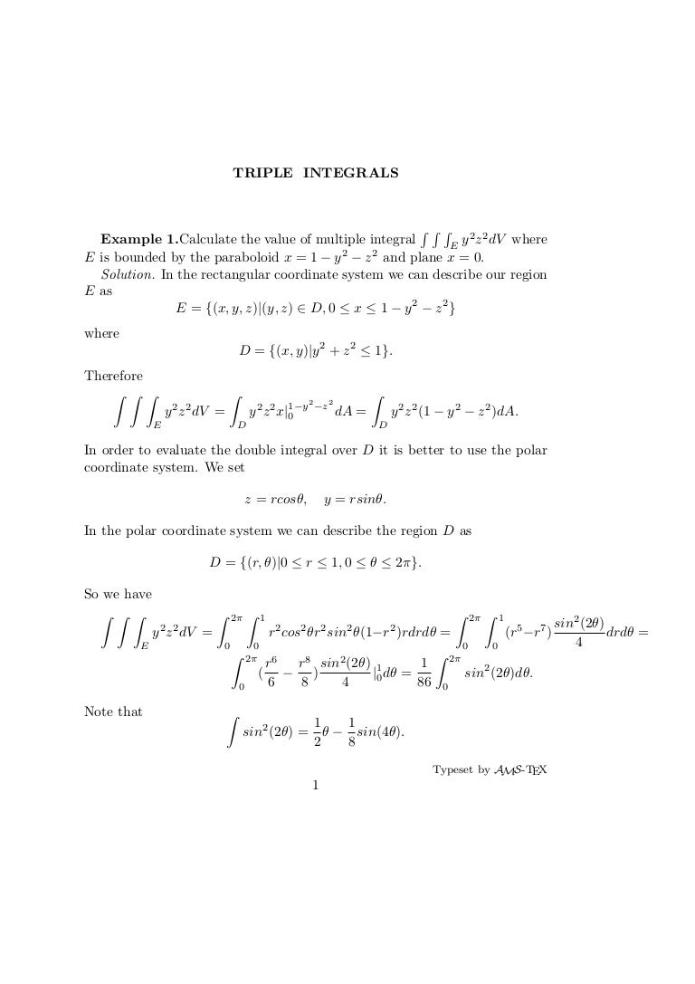 Example triple integral