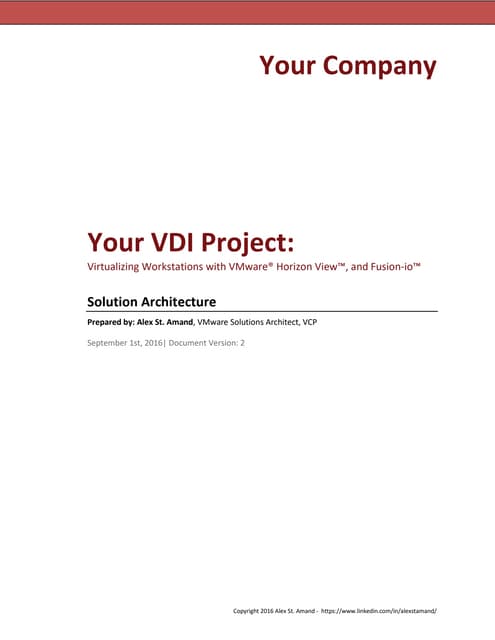 Example VDI Solution Architecture