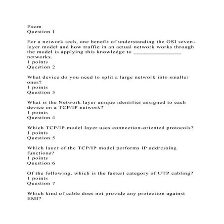 ExamQuestion 1For a network tech, one benefit of understanding.docx
