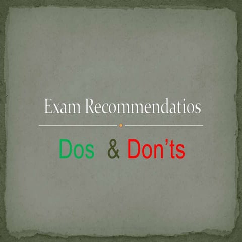 Exam recommendatios