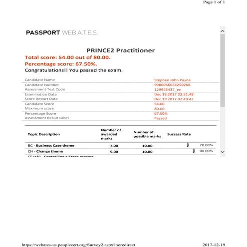 PRINCE2 Practitioner Certificate | PDF