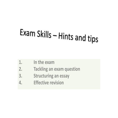 Exam skills (focusing on exams with essay questions)