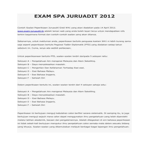 Exam spa juruaudit 2012
