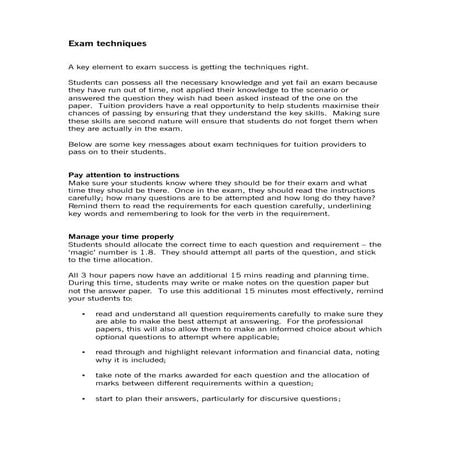 Examination Techniques - Diploma in IFRS