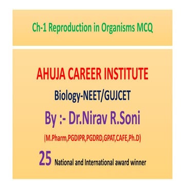 Ch-1 Reproduction in organisms -Biology NEET MCQ English Medium