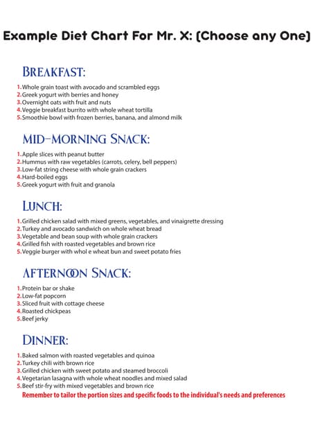 Healthy balanced diet food time table | DOCX